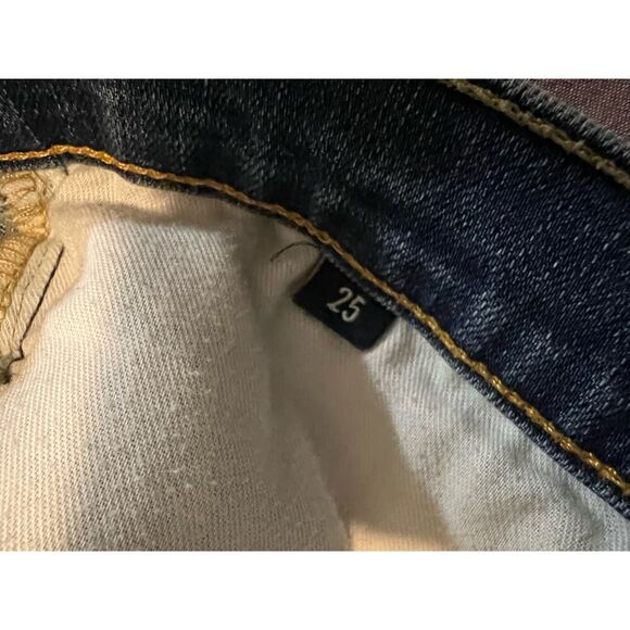 Imogene + Willie Low Rise Jeans Slim Blue Bottom Medium White Wash Open Hem 25 - Picture 11 of 11